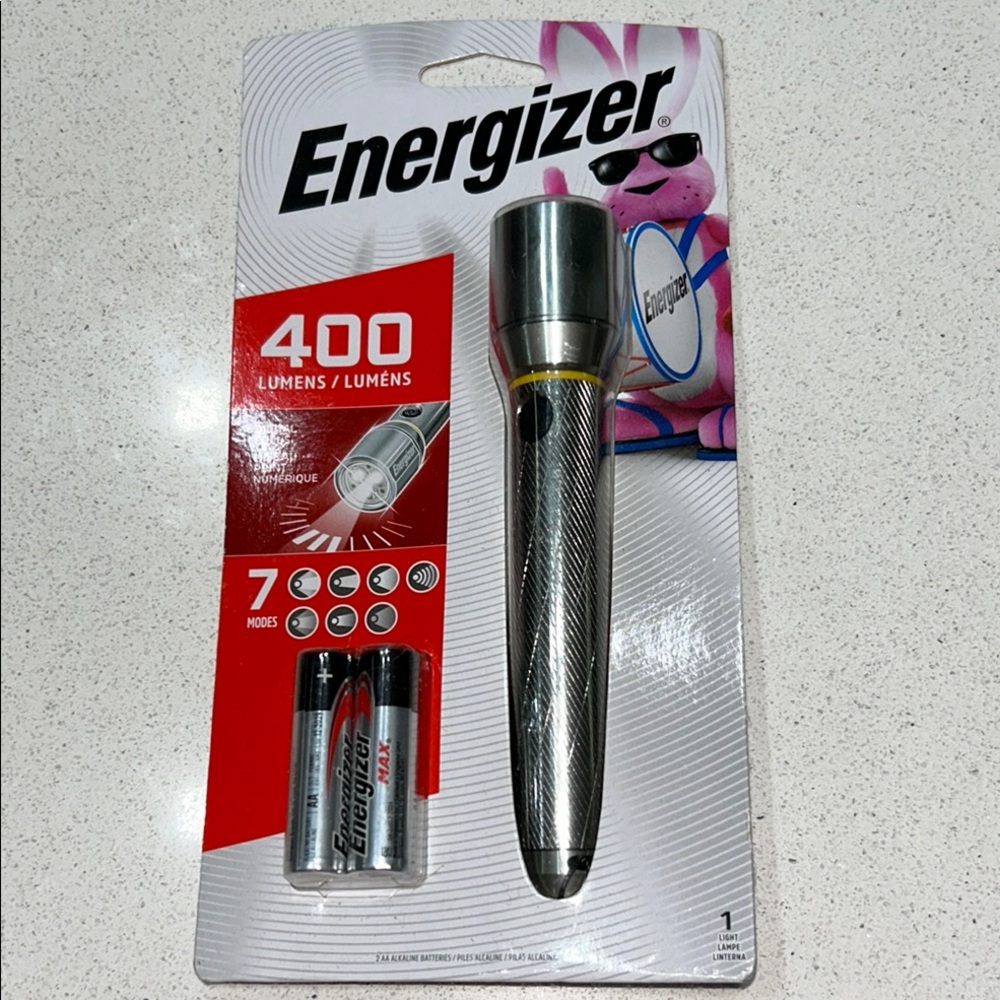Energizer Silver Flashlight with Batteries 400 Lumens